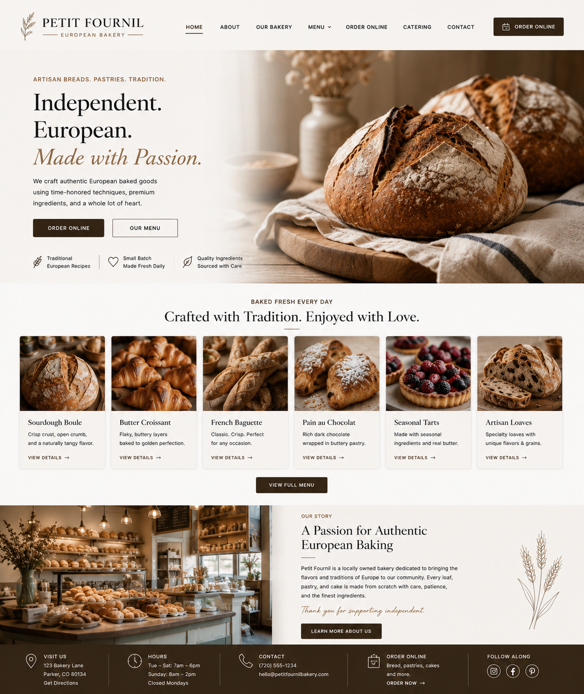 Petit Fournil Bakery website example