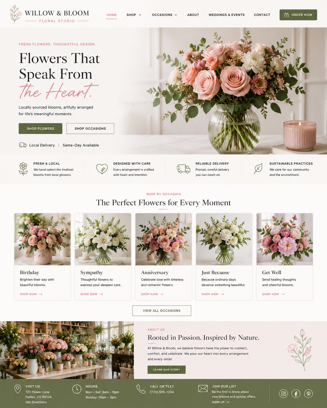 Willow & Bloom Floral Studio website example