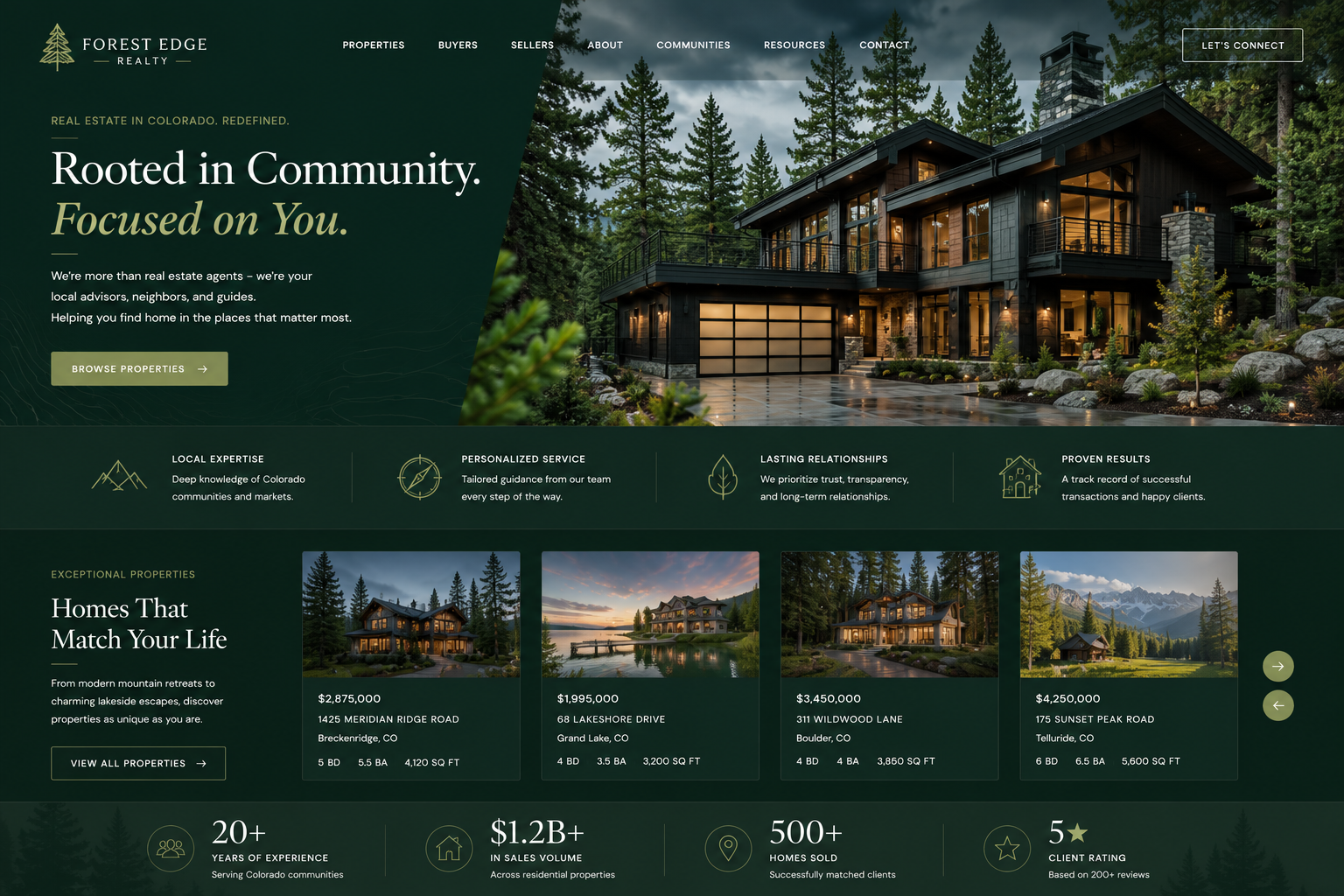 Forest Edge Realty website example