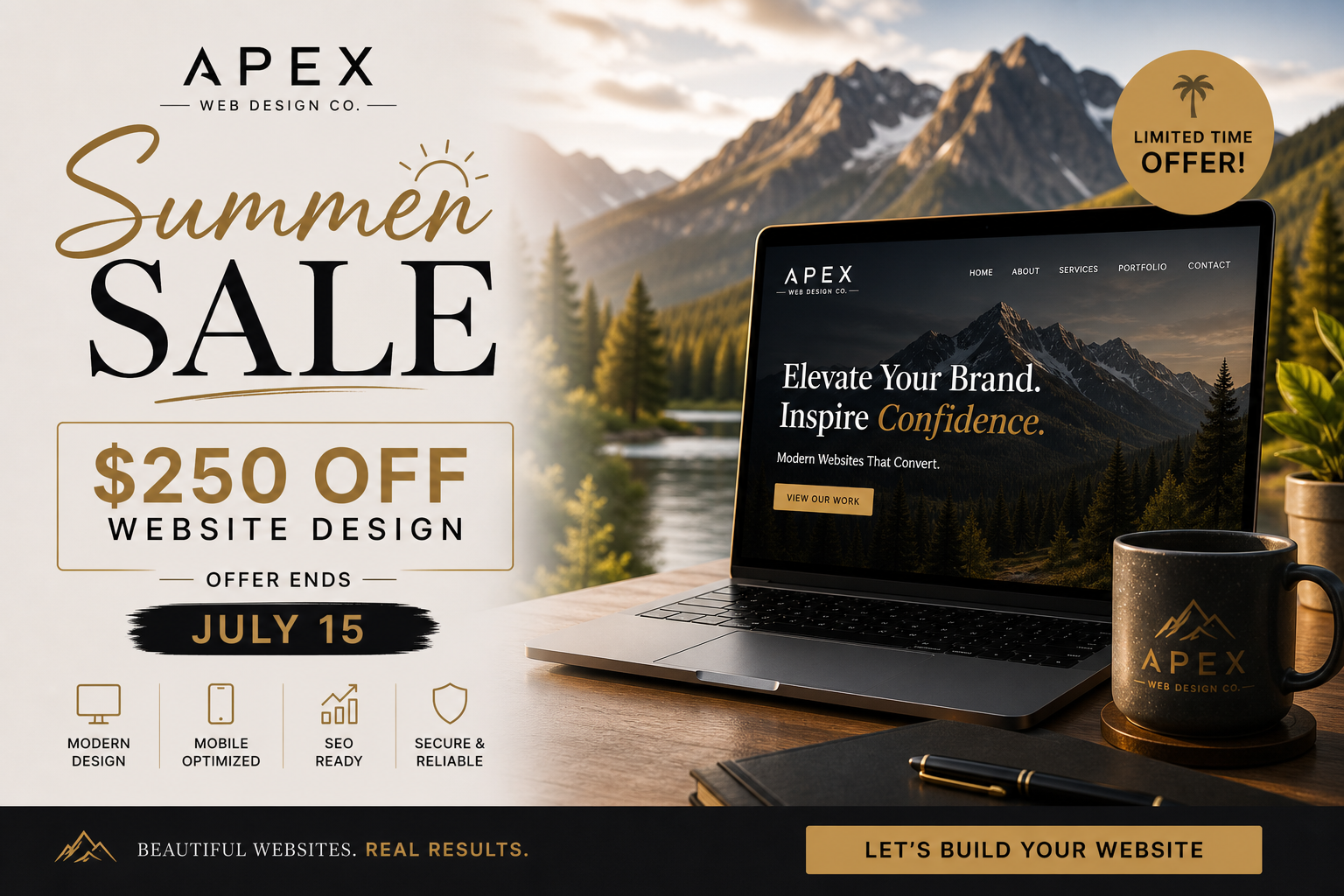 Apex Web Design Co summer sale: $250 off website design, offer ends July 15